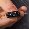 Black Sapphire Eternity Wedding Band - Five Row Sterling Silver Ring for Women