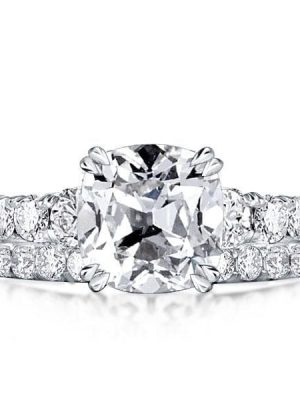 Classic Double Prong Cushion Cut Bridal Set in 925 Sterling Silver