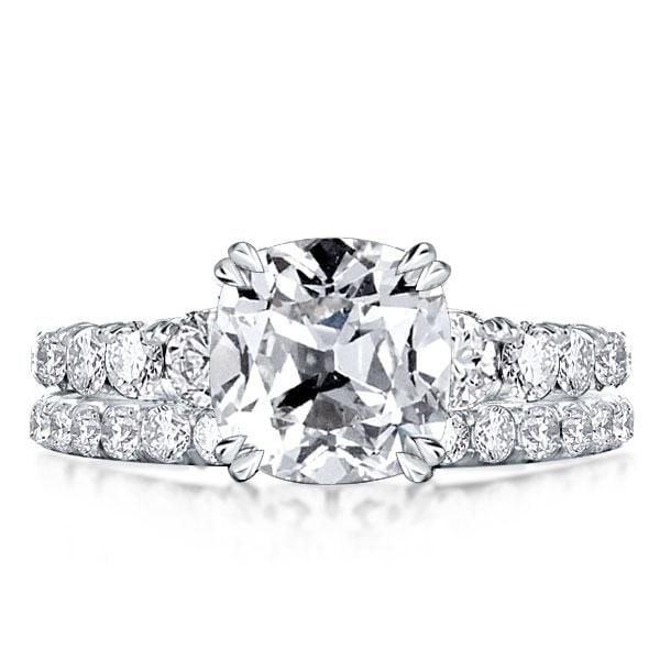 Classic Double Prong Cushion Cut Bridal Set in 925 Sterling Silver