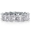 Princess Cut White Sapphire Eternity Band - Sterling Silver Anniversary Wedding Ring