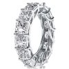 Princess Cut White Sapphire Eternity Band - Sterling Silver Anniversary Wedding Ring