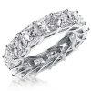 Princess Cut White Sapphire Eternity Band - Sterling Silver Anniversary Wedding Ring