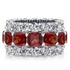 Garnet Cushion Cut Sterling Silver Wedding Band - 6.25 CT. TW.