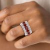 Garnet Cushion Cut Sterling Silver Wedding Band - 6.25 CT. TW.