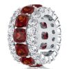 Garnet Cushion Cut Sterling Silver Wedding Band - 6.25 CT. TW.
