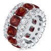 Garnet Cushion Cut Sterling Silver Wedding Band - 6.25 CT. TW.
