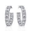 Sterling Silver Princess Cut Hoop Earrings, 10.92 CT. TW. Gemstone