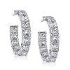 Sterling Silver Princess Cut Hoop Earrings, 10.92 CT. TW. Gemstone
