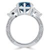 Three Stone Marquise Cut Blue Engagement Ring in 925 Sterling Silver with 7.94 CT Center Stone