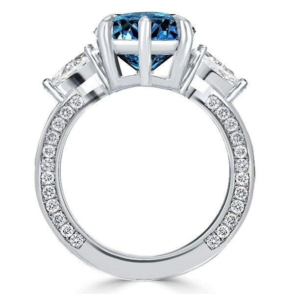 Three Stone Marquise Cut Blue Engagement Ring in 925 Sterling Silver with 7.94 CT Center Stone