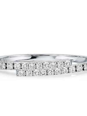 White Sapphire Half Eternity Wedding Band - Sterling Silver