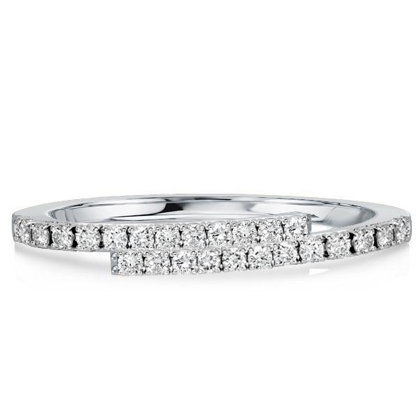 White Sapphire Half Eternity Wedding Band - Sterling Silver