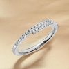 White Sapphire Half Eternity Wedding Band - Sterling Silver