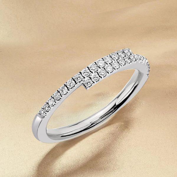 White Sapphire Half Eternity Wedding Band - Sterling Silver