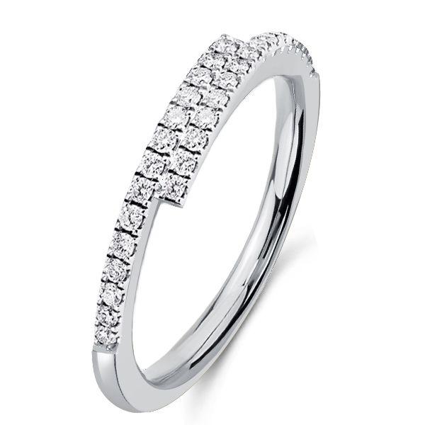 White Sapphire Half Eternity Wedding Band - Sterling Silver