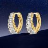 Art Deco White Sapphire Hoop Earrings in 18K Gold Plated Sterling Silver