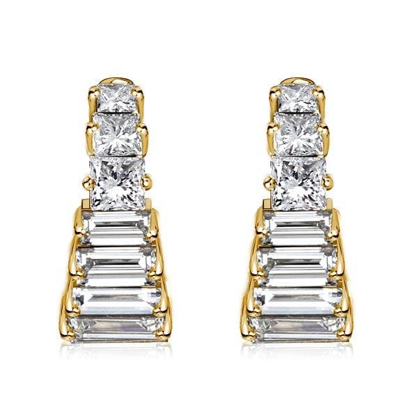 Art Deco White Sapphire Hoop Earrings in 18K Gold Plated Sterling Silver