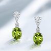 Oval Cut Peridot Drop Earrings for Women in 925 Sterling Silver