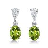 Oval Cut Peridot Drop Earrings for Women in 925 Sterling Silver