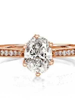 1.75 CT Oval Cut Engagement Ring in 18K Rose Gold Plated Sterling Silver