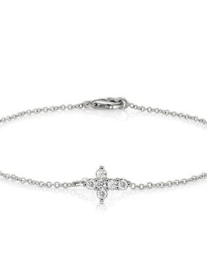 Sterling Silver Dainty Cross Bracelet for Women - 6, 7, 8, 9 Inch