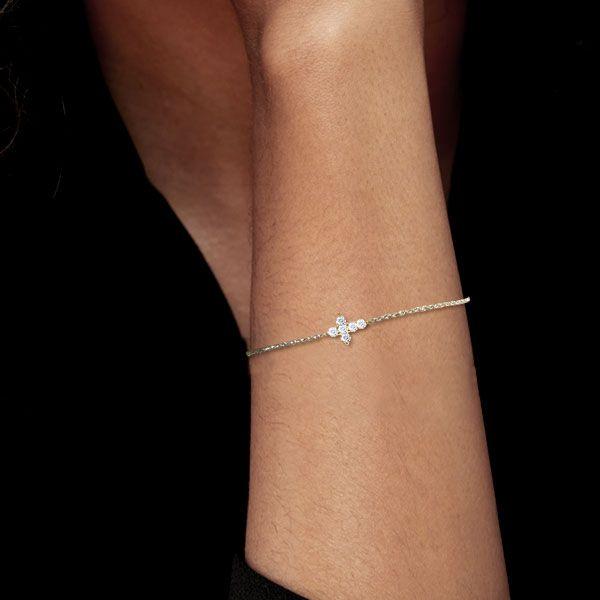 Sterling Silver Dainty Cross Bracelet for Women - 6, 7, 8, 9 Inch