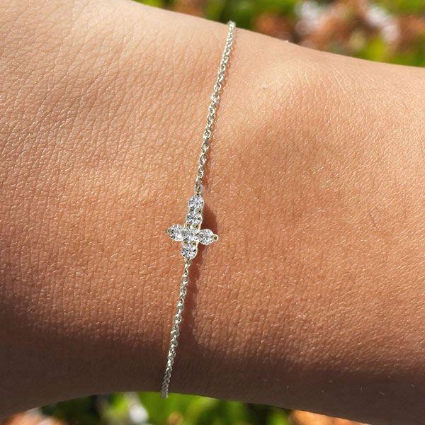 Sterling Silver Dainty Cross Bracelet for Women - 6, 7, 8, 9 Inch