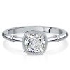 Cushion Cut Engagement Ring with Milgrain Bezel Setting in Sterling Silver