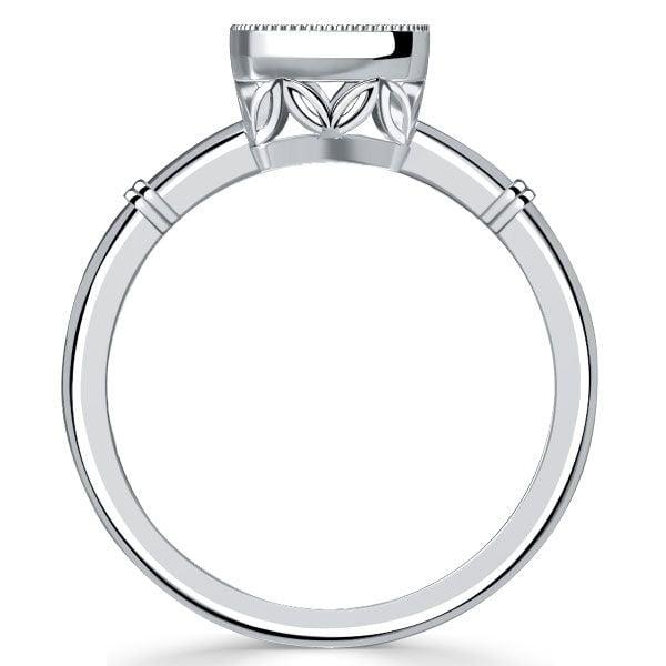 Cushion Cut Engagement Ring with Milgrain Bezel Setting in Sterling Silver