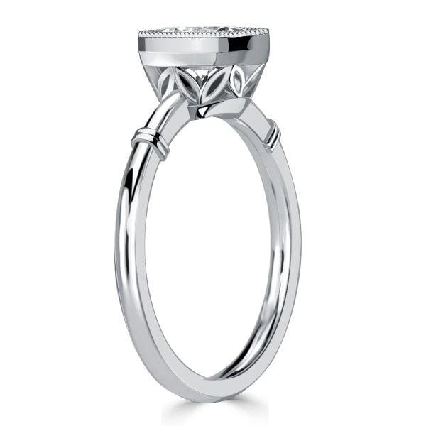 Cushion Cut Engagement Ring with Milgrain Bezel Setting in Sterling Silver