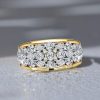 Two Tone Bezel Setting Ring | Round Cut Half Eternity Band | Sterling Silver Anniversary Gift