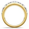 Two Tone Bezel Setting Ring | Round Cut Half Eternity Band | Sterling Silver Anniversary Gift