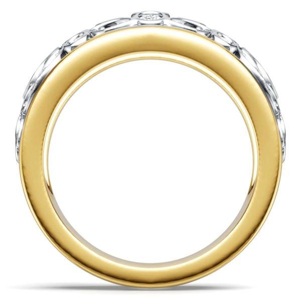 Two Tone Bezel Setting Ring | Round Cut Half Eternity Band | Sterling Silver Anniversary Gift