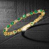 Golden Emerald Green Pear Cut Bracelet - 18K Gold Plated Sterling Silver Wedding Jewelry