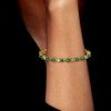 Golden Emerald Green Pear Cut Bracelet - 18K Gold Plated Sterling Silver Wedding Jewelry