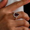 3.40 CTW Pear Cut Garnet Engagement Ring in Sterling Silver with Gold Plating