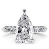 Pear Cut Created White Sapphire Eternity Engagement Ring in Sterling Silver