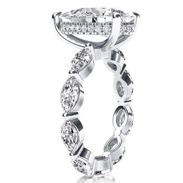 Pear Cut Created White Sapphire Eternity Engagement Ring in Sterling Silver