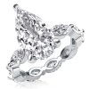 Pear Cut Created White Sapphire Eternity Engagement Ring in Sterling Silver