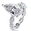 Pear Cut Created White Sapphire Eternity Engagement Ring in Sterling Silver