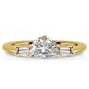 Half Moon 3-Stone Engagement Ring - 925 Sterling Silver (Silver, Gold, Rose Gold)