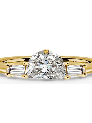 Half Moon 3-Stone Engagement Ring - 925 Sterling Silver (Silver, Gold, Rose Gold)