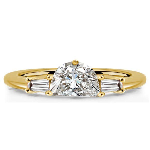 Half Moon 3-Stone Engagement Ring - 925 Sterling Silver (Silver, Gold, Rose Gold)