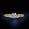 Half Moon 3-Stone Engagement Ring - 925 Sterling Silver (Silver, Gold, Rose Gold)