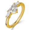 Half Moon 3-Stone Engagement Ring - 925 Sterling Silver (Silver, Gold, Rose Gold)