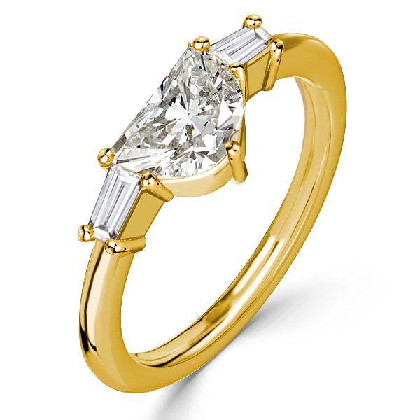 Half Moon 3-Stone Engagement Ring - 925 Sterling Silver (Silver, Gold, Rose Gold)