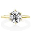 2.0 CT Round Cut 6-Prong Engagement Ring 18K Gold Plated Sterling Silver