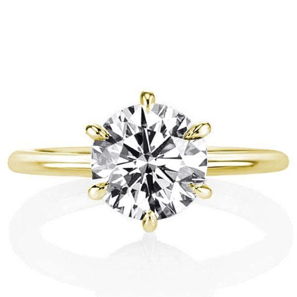 2.0 CT Round Cut 6-Prong Engagement Ring 18K Gold Plated Sterling Silver