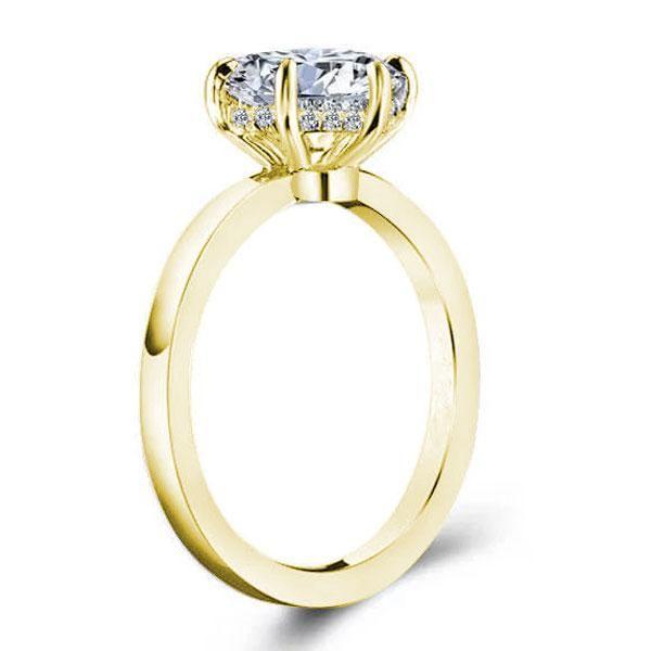 2.0 CT Round Cut 6-Prong Engagement Ring 18K Gold Plated Sterling Silver