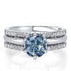 Blue Topaz Engagement Ring Enhancer Set in Rhodium-Plated 925 Sterling Silver